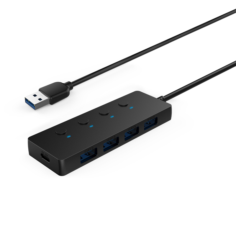 4 in 1 USB3.0 hub, with DC power supply& Switches